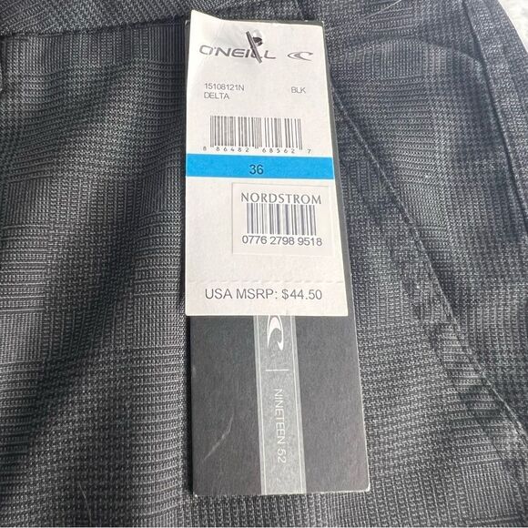O'Neill Delta Shorts Mens 36 Charcoal Gray Checker Flat Front Walking - Picture 6 of 8